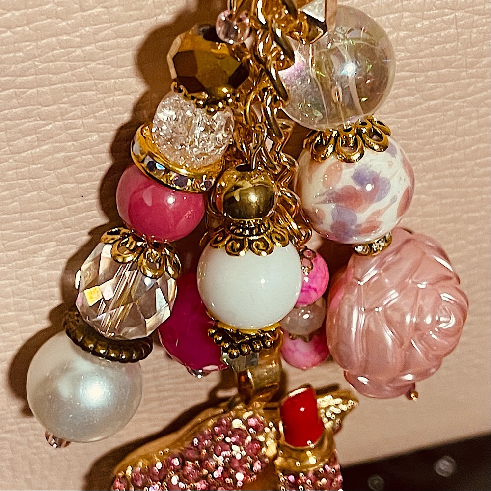 SOLD ‼️ Handbag Jewelry NEW Lips Lipstick Bag Charm Beads Keychain Flower Bag - Picture 12 of 15